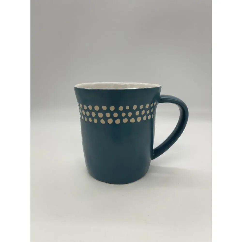 Starbucks 2008 Slate Blue With White Polka Dots 14oz Coffee Cup Mug